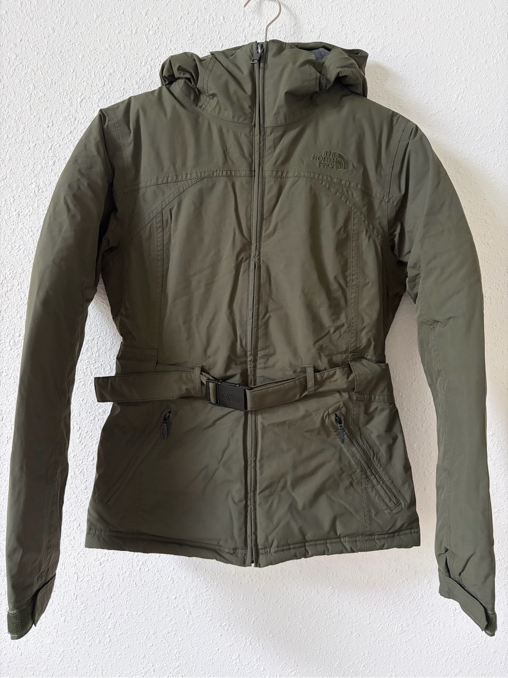 The North Face Greenland Jacket Belted Down Coat Green Size XS Winter Outdoor